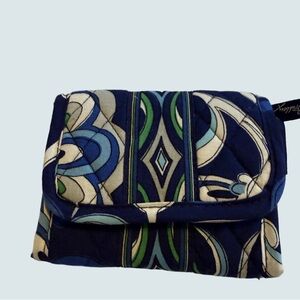 Vera Bradley Small Trifold Wallet Mediterranean Blue Retired Mosaic Print